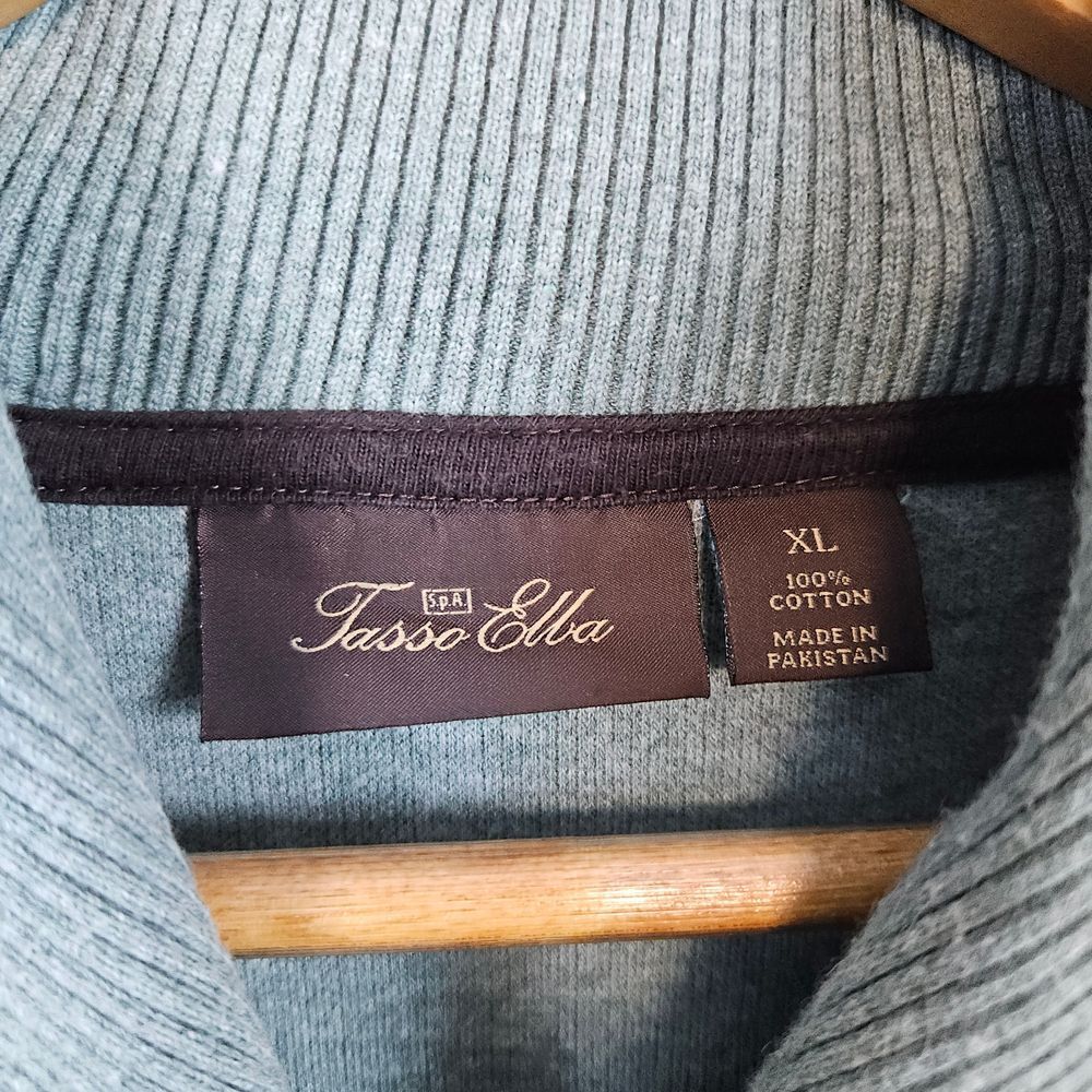 Tasso Elba Men's Light‎ Green Shawl Collar Size XL Sweater 100% Cotton Preppy - Picture 3 of 9